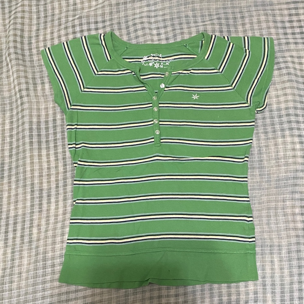 Vibrant Green Striped Kids Tee